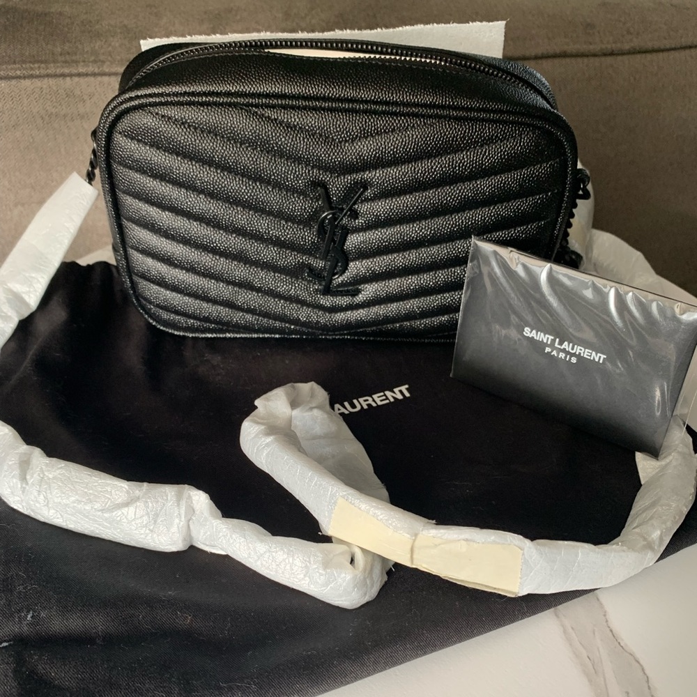 Saint Laurent Mini Lou Pebbled Leather Camera Bag